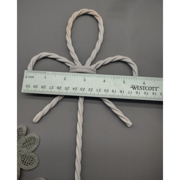 Vintage Pair 12" Twisted Rope Bow Metal Wire Wall Sconce Candle Holders, Votives - Picture 10 of 16